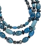 TemptingTealsTripleStrandBeadedNecklace