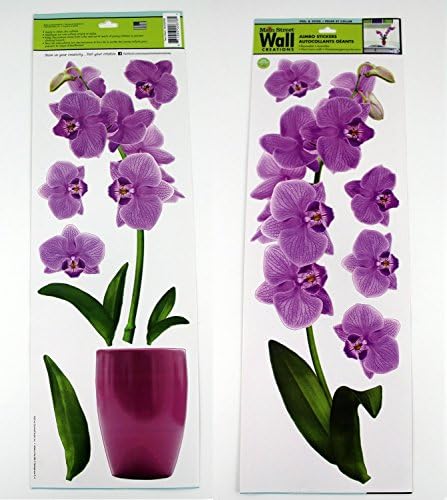 Purple Orchid In a Vase Removable Wall Decals Stickers Peel and Stick Won't Harm Walls (SKU206)