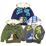 ベビー服 男の子 アウター パーカー ジャケット フルジップ ミニ裏毛 ロゴプリント 配色切替 男児 ベビー (1.カーキ/80cm)