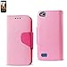Reiko Wallet Case 3-In-1 for BLU life Play L100A with Interior Leather-Like Material And Polymer Cover - Retail Packaging - Pink