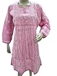 Pink Tunic Dress Floral Embroidered All Over Cotton Anarkali Kurta Dress Medium Size