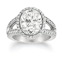 18k White Gold Oval Diamond Ring, (5.07 ct, H Color, I Clarity Center Stone; 5.56 cttw), Size 7