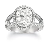 18k White Gold Oval Diamond Ring, (5.07 ct, H Color, I Clarity Center Stone; 5.56 cttw), Size 7