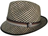 Christys' Crown Rocko Straw Fedora Two Tone Woven C Crown Trilby Golf Beach Hat Christy's