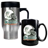 Miami Dolphins NFL Travel Mug & Ceramic Mug Set - Helmet logo