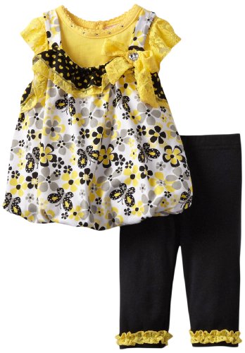 Little Lass Baby-Girls Infant 2 Piece Jumper Set with Ruffles, Yellow, 6-9 Months