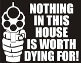NOTHING in this house is worth your life! funny die cut vinyl decal / sticker