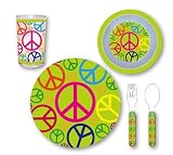 Kids Eco Bamboo Dinner Set, Peace Signs