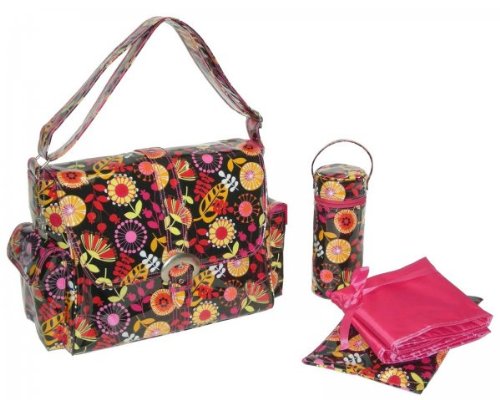Dandelions Berries Laminated Diaper Bag Multi 11H x 6W x 14D