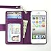 Navor Flip Wallet Book Case [Removable Wrist Strap] [Kickstand] for iPhone 5 / 5S / SE - Purple (IP5OPP)