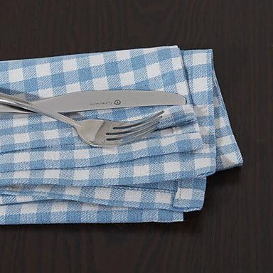Set of 4 Blue Check Pattern Napkins