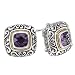 925 Silver & Amethyst Square Scroll Earrings with 18k Gold Accents