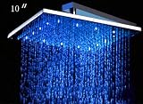 10 Square Multi Color LED Rain Shower Head