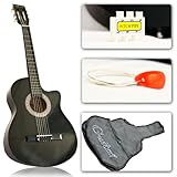 Black Cutaway Acoustic Guitar with Accessories Combo Kit Beginners