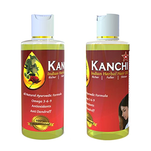 Kanchi Indian Herbal Hair Oil, Premium Hair Oil, 100% Organic, Pure, Natural, Infused with the finest Argan Oil, Almond Oil, Olive Oil, For Men and Women, 2 Fluid Ounce