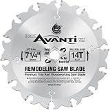 Freud TK503 Avanti 7-1/4-Inch 14 Tooth ATB Thin Kerf Remodeling Saw Blade with 5/8-Inch and Diamond Knockout Arbor
