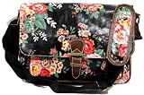 Vintage Black Laminate Mini Crossbody Bag in Large Floral Print