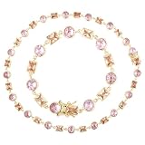 Geometric CZ Champagne And Pink Necklace And Bracelet Set