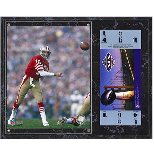 Mounted Memories San Francisco 49ers Super Bowl XIX Joe Montana Plaques with Replica Ticket