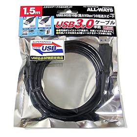 ALL-WAYS USB3.0�P�[�u��AtoA1.5�� �R�l�N�^�^�C�vAtoA USB3.0�Ή� �P�[�u��:2�d�V�[���h�\�� �P�[�u��:�c�C�X�g�y�A�\�� USB����F�� RoHS���� PL�ی����� UC3AW-15AA