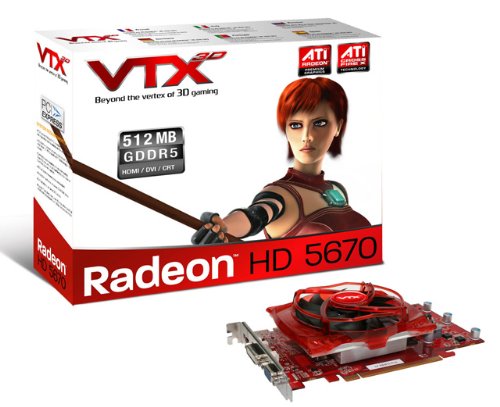 VTX3D ATI Radeon HD5670 Grafikkarte (PCI-e, 512MB GDDR5 Speicher, HDMI, DVI, 1 GPU) Preisvergleich