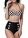 Zxzy Women's Vintage Polka Dot High Waist Bikini Swimsuit