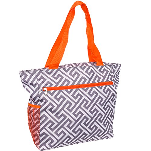 SilverHooks Womens Greek Key Beach Tote Shopper Bag