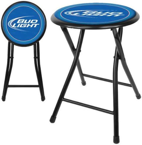 Bud Light 18 Inch Cushioned Folding Stool - Black SKU-PAS641746