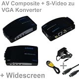 AV Composite Cinch + S-Video/ SVHS zu VGA | Video Adapter Konverter Wandler Pc TV - WIDESCREEN Unterstützung