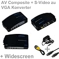 AV Composite Cinch + S-Video/ SVHS zu VGA | Video Adapter Konverter Wandler Pc TV - WIDESCREEN Unterst�tzung