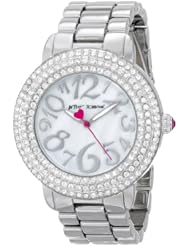 Betsey Johnson Womens BJ00306-01 Analog Display Quartz Silver Watch