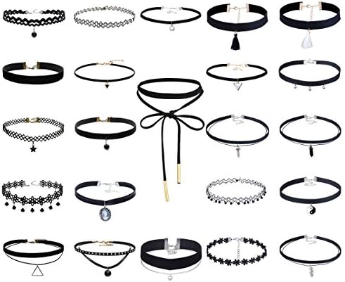 Floweralight 23Pcs Multiple Collar Chokers Necklace Length Adjustable Gothic for Women