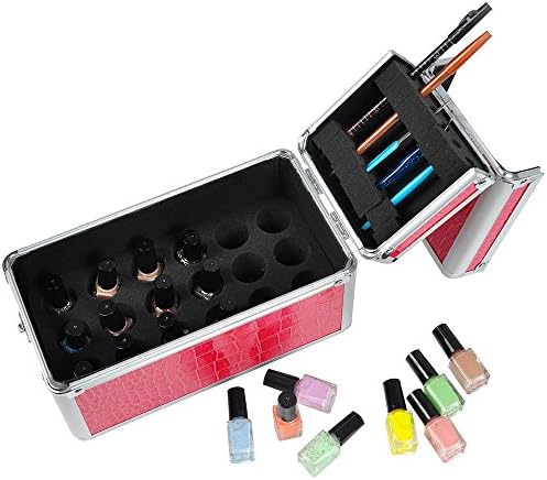 Makeup Nail Art Manicure Pedicure Polish Brush Tool Beauty Case Box Storage Pink