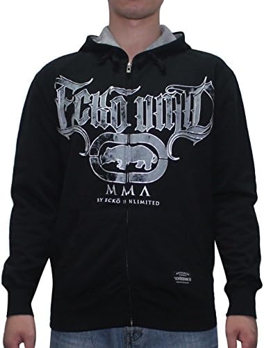 Ecko Unltd Mens Superior Quality Zip-Up Hoodie / Jacket (Vintage Look) M Black