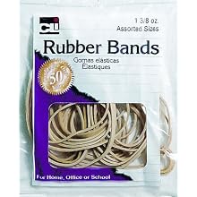 Charles Leonard Inc., Rubber Bands, 3/8 Ounce Bags, Amber, Assorted Sizes (56381)