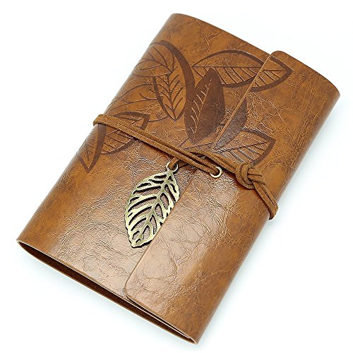 Everycom US Retro Vintage PU Leather Cover Loose Leaf Blank Notebook Journal Diary Gift Dark Brown