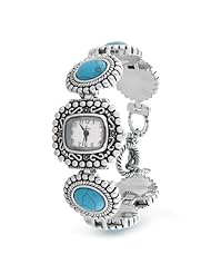 Bling Jewelry Bali Style Beaded Caviar Turquoise Gemstone Watch Stainless Steel
