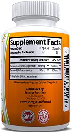 Turmeric Curcumin Supplement - Tumeric Powder Extract Contains 95% Curcuminoids - 100% Natural 650 mg Veggie Capsules - Nature's Powerhouse - Powerful Anti-Oxidant - Potent Anti-Inflammatory Relief - Helps To Improve Digestion - Heart Health - Brain Balance - Body Detoxification - Feel Better Than You Have In Years - Try It Today