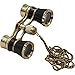 OPO Opera Theater Horse Racing Glasses Binocular Telescope Chain Necklace (Black with Gold Trim) 3x25