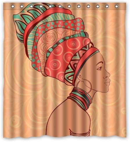 Stylish Living Elegant African Woman Bathroom Shower Curtain (66
