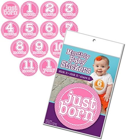 Marsh Baby Pink Monthly Girl Belly Stickers - 13 Stickers From Just Born to One Year