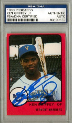 Ken Griffey, Jr. Autographed/Hand Signed 1988 Vermont Mariners Card PSA/DNA Slabbed #83100589