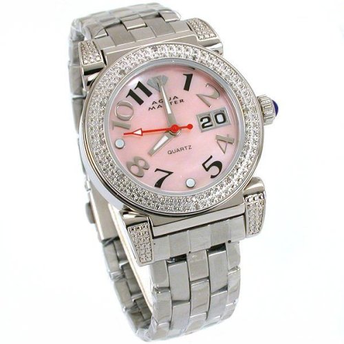 Aqua Master Ladies Pink 0.20 ct. Diamond Steel Watch