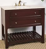36-Inch Wide Vanity in Deep Cherry Finish w Sink, 2 Drawers & Shelf