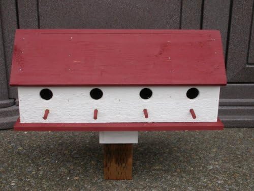 Large RED & White Barn Bird House 4 Seperate Compartments