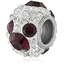 Disney Stainless Steel Mickey February Crystal Birthstone Bead Charm