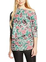 Rare London Camiseta Manga Larga Shoulder Flower (Gris / Multicolor)