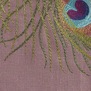 Anali Embroidered Linen Guest Towel - Peacock (Henna)