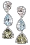 18KT White Gold Morganite, Aquamarine, Yellow Beryl & Diamond Earrings