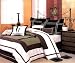 7 Pcs Contemporary Style Bed In A Bag Comforter Set Queen Size Black/Brown/Beige